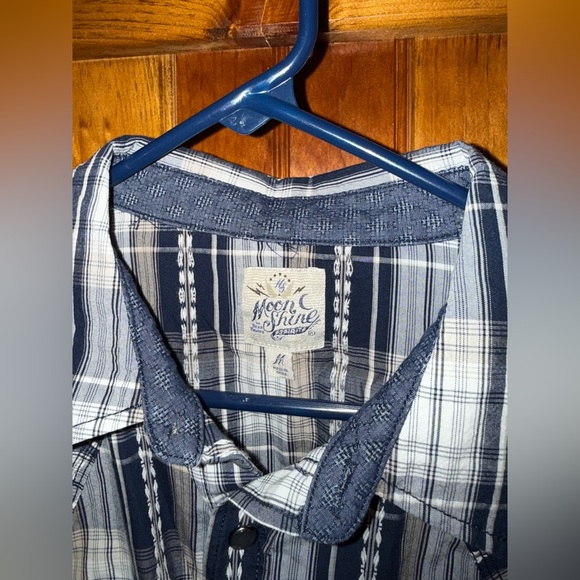 MOONSHINE‎ SPIRIT MEN'S PLAID PRINT LONG SLEEVE SNAP WESTERN SHIRT - Picture 2 of 3